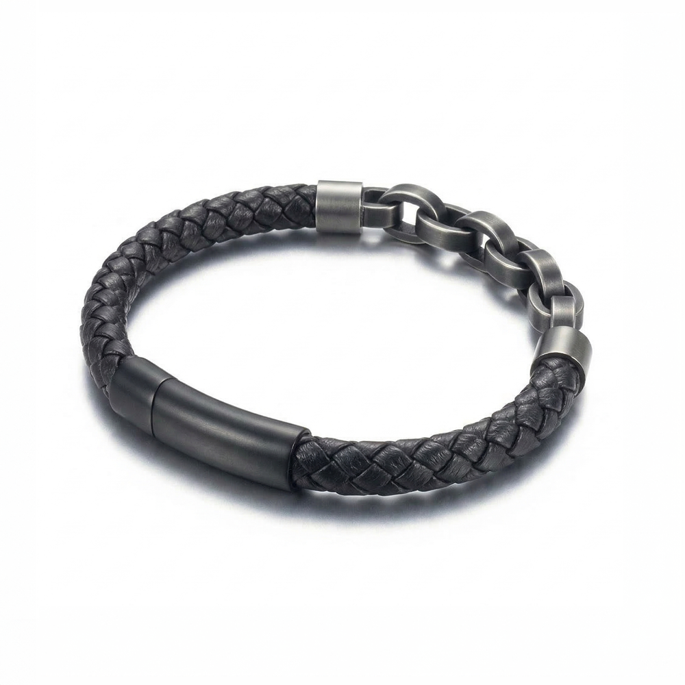 Viking Chain & Leather Bracelet