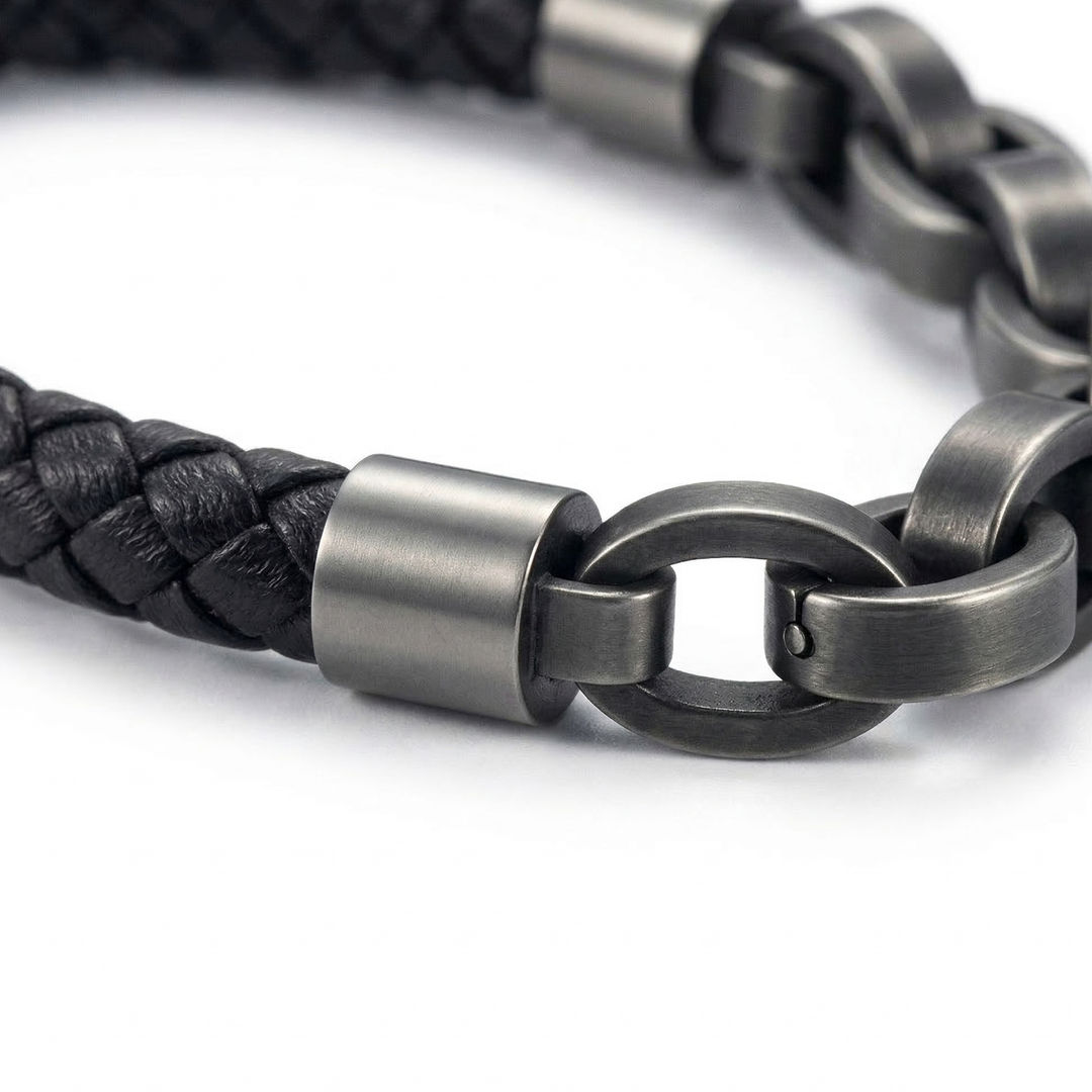 Viking Chain & Leather Bracelet
