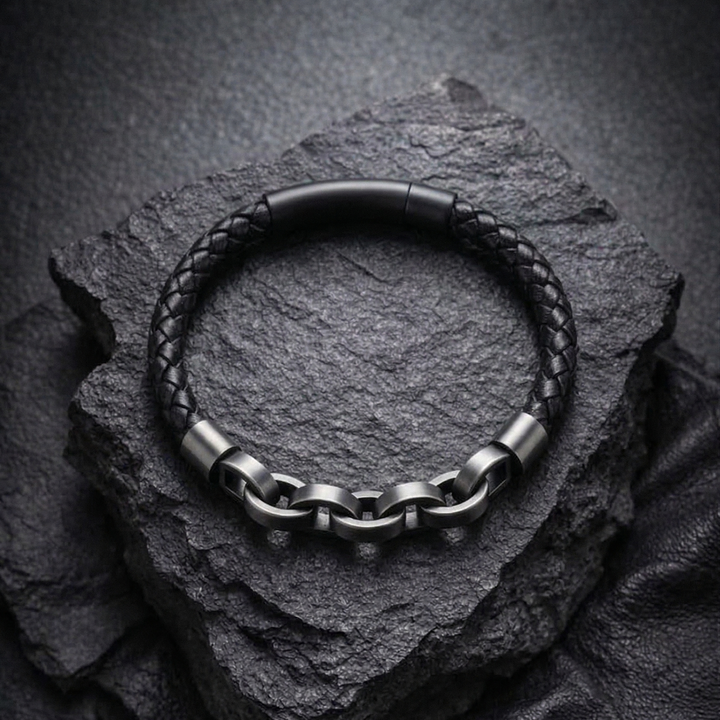 Viking Chain & Leather Bracelet