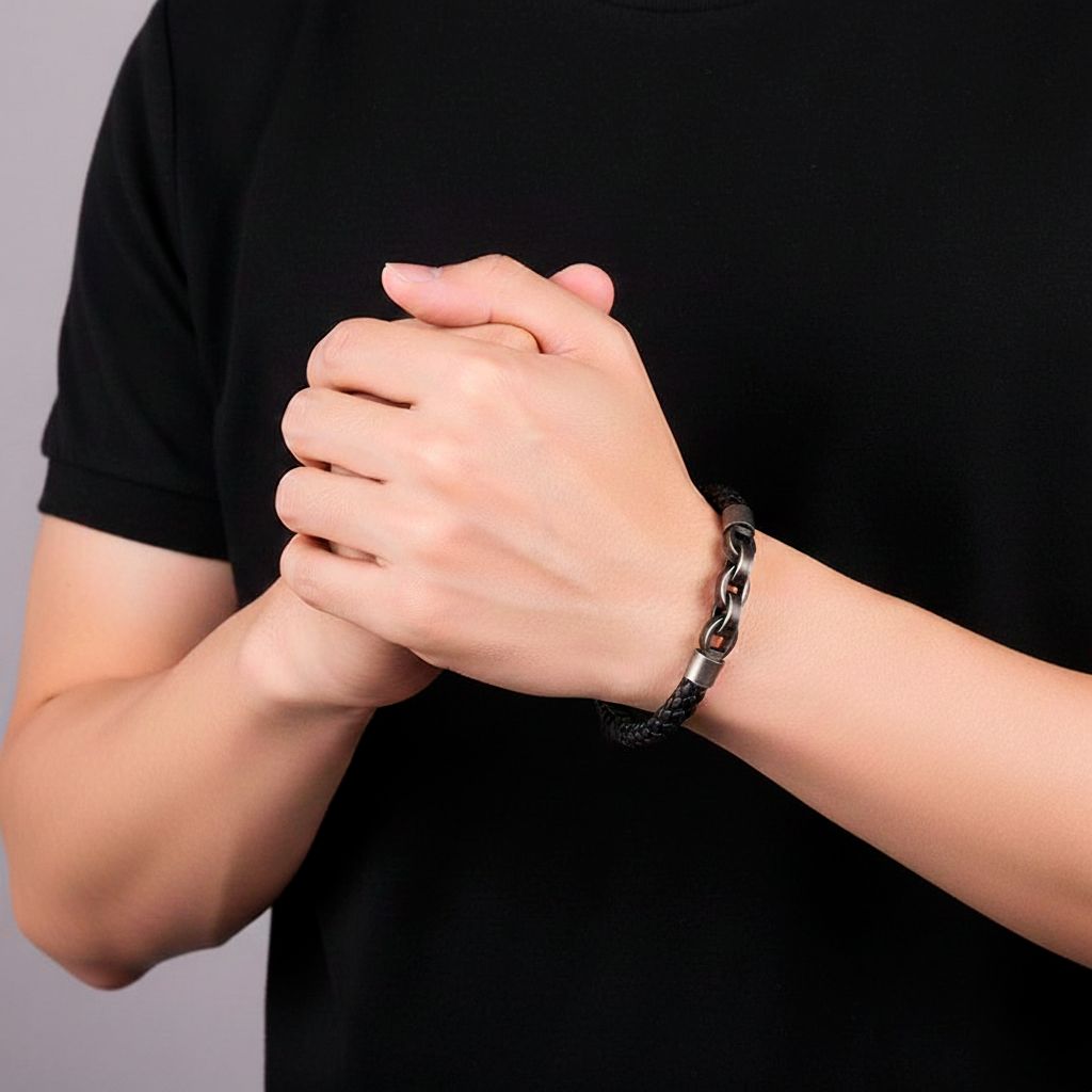 Viking Chain & Leather Bracelet